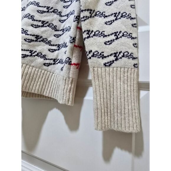 J.Crew Women’s Merino Wool Blend Cream Yes No Crew Neck Sweater Cozy Size M - Picture 7 of 12